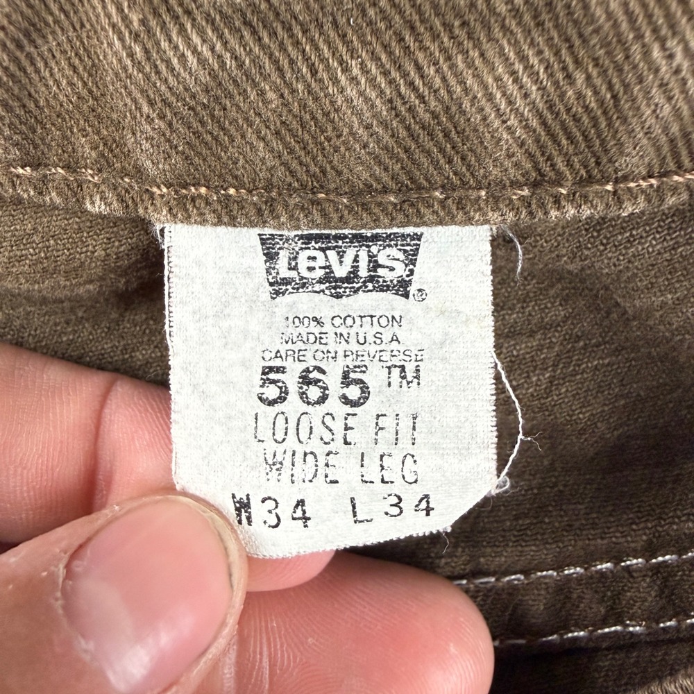 Vintage USA Levis 565 Jeans Men's 34x34 Brown Orange Tab Loose Fit Wide Leg 90s - Picture 6 of 12